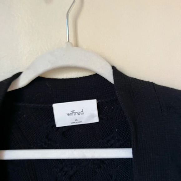 Wilfred Black Merino Wool Cable Knit Cardigan, size XS - Picture 3 of 5